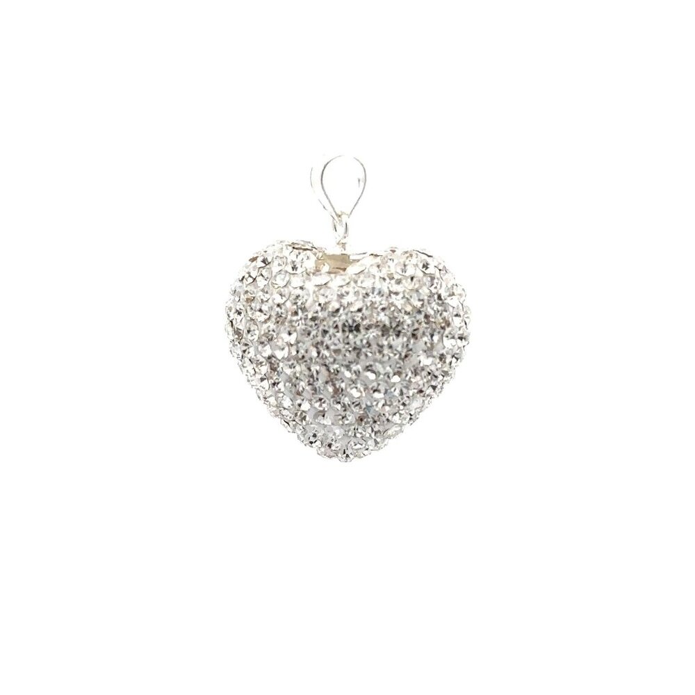 925 Sterling Silver Pendant Crystals Large White Heart - Picture 4 of 5